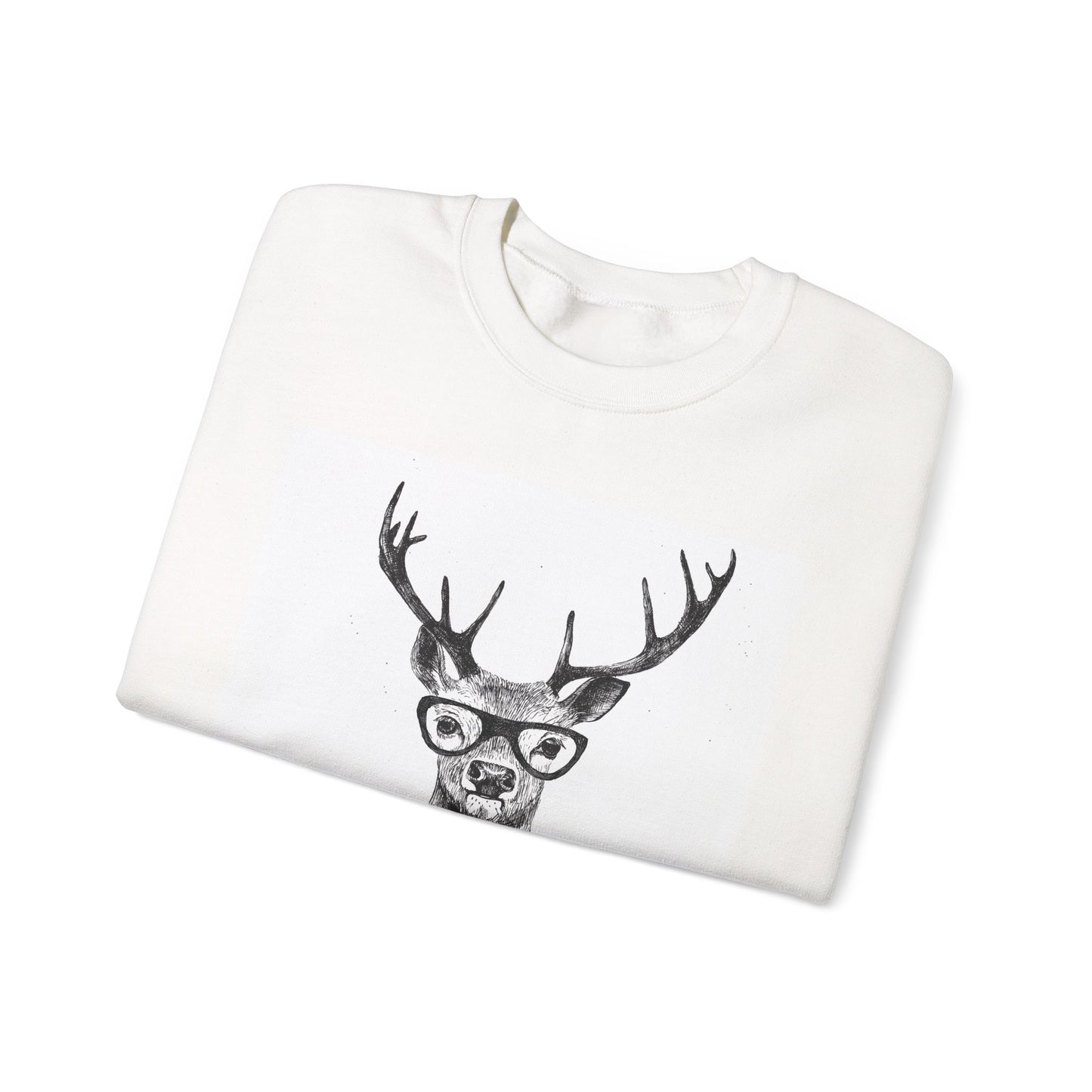 Whimsical Crewneck Sweatshirt - Deer in Glasses & Little Pirate Design, Gift for Animal Lovers, Pirate Theme, Cozy Winter Wear