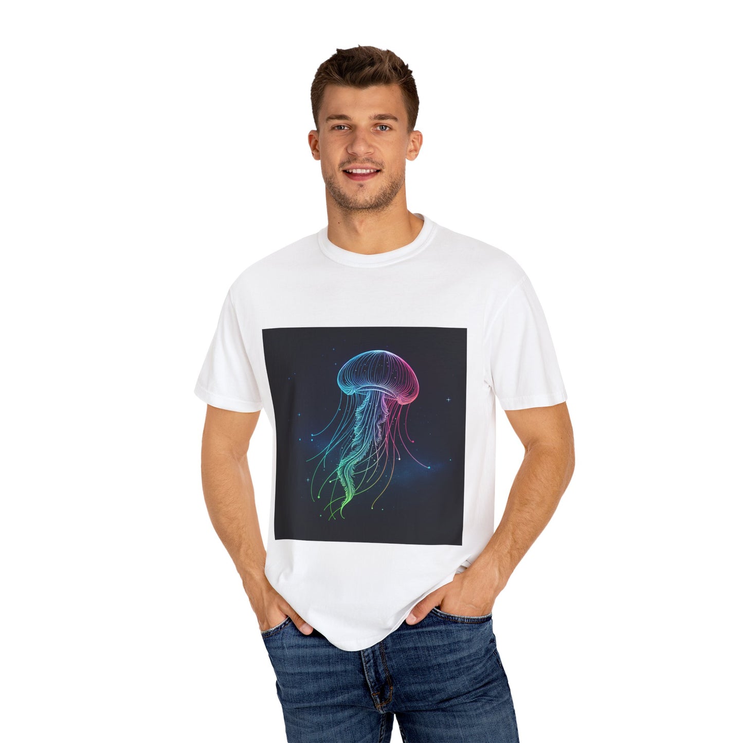 Glow-in-the-Dark Jellyfish Tee - Unisex Garment-Dyed T-shirt, Summer Vibes, Ocean Lovers, Festival Fashion, Unique Gift