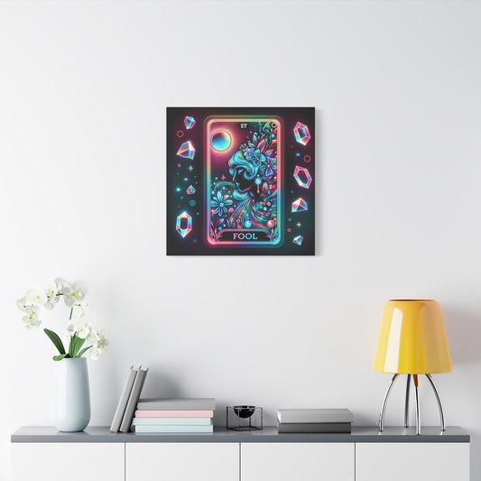 Neon Tarot Art Canvas, Mystical Home Decor, Ideal Gift for Tarot Lovers, Wall Art for Spiritual Spaces
